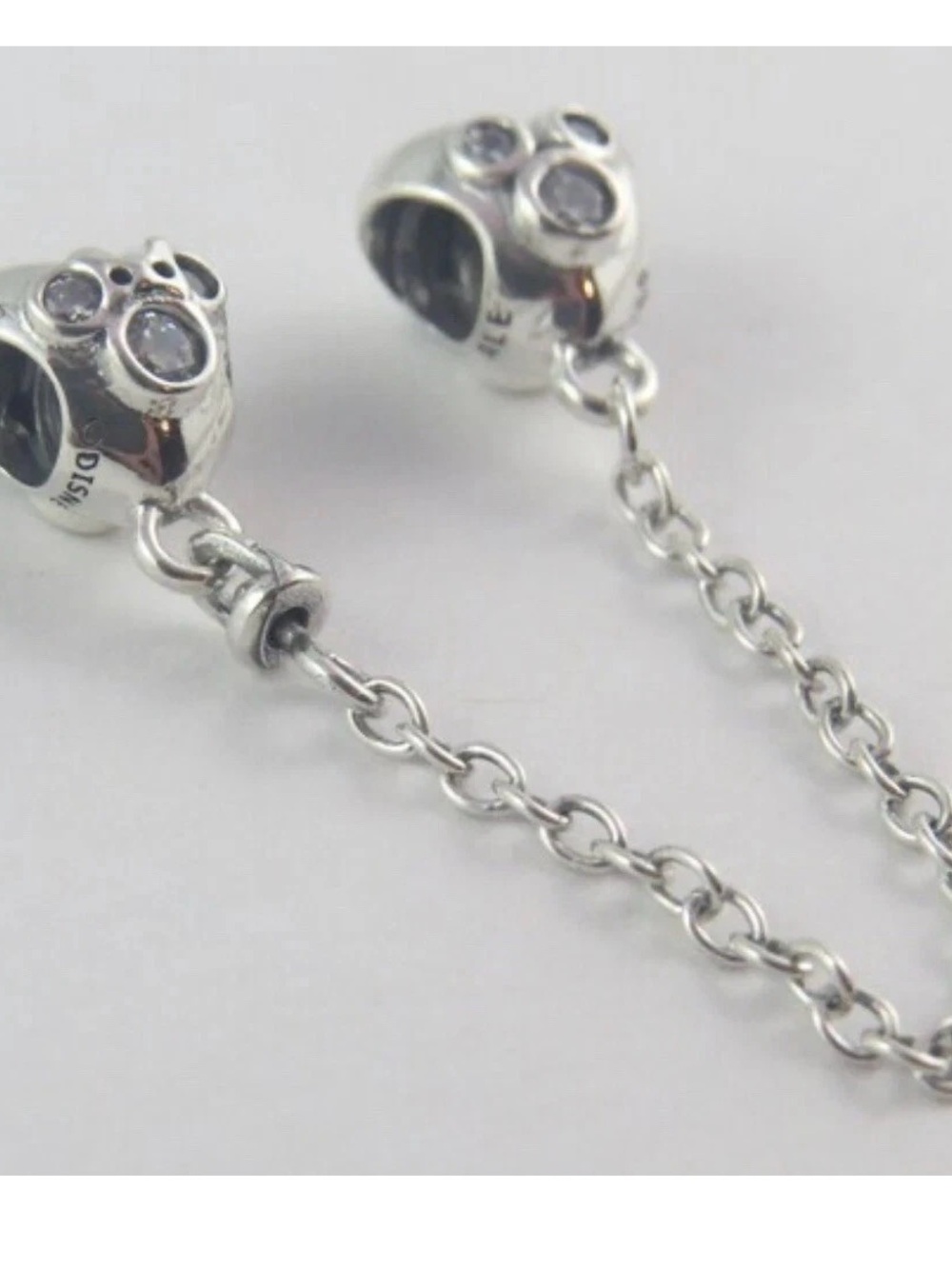 Pandora Disney Mickey Minnie Silver Safety Chain with Clear Crystal Accents
